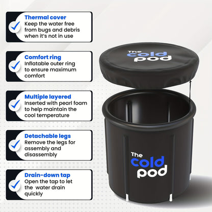 Cold Plunge Tub 88 Gallon Ice Bath Tub with Insulation Cover, Portable Freestanding Cold Water Therapy Tub for Athletes Indoor Outdoor Recovery