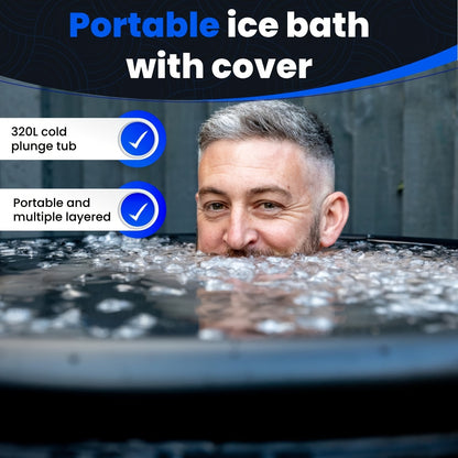 Cold Plunge Tub Foldable Ice Bath | 95-Gallon 34"x34"x30" Portable Cold Water Therapy Tub for Indoor & Outdoor Recovery