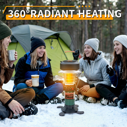 360° Propane Heater 8,183 BTU with Pulse Ignition & Water Boiling Top, Portable Radiant Outdoor Heater for Camping, Patio, Garden, Ice Fishing – Lightweight, Built-In Ignition (Cylinder Not Included)