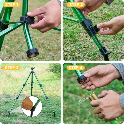 Impact Sprinkler Tripod 360° Zinc Head Lawn Yard Irrigation Flip Lock