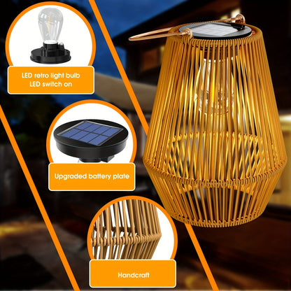 Solar Bamboo Lights Bohemian Style Outdoor Hanging Decoration for Garden Patio Deck Porch Tree Lawn Halloween Christmas 1/2/4pcs