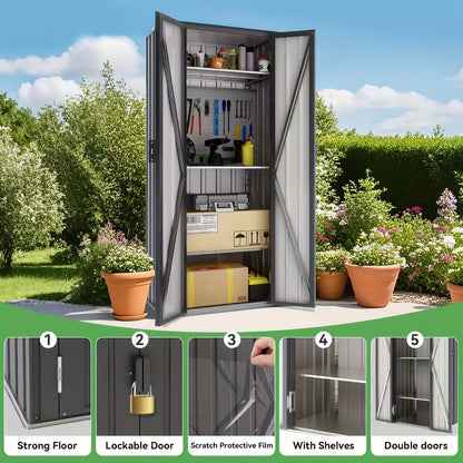 Metal Deck Box Lockable Waterproof Outdoor Storage 22/28 Cuft