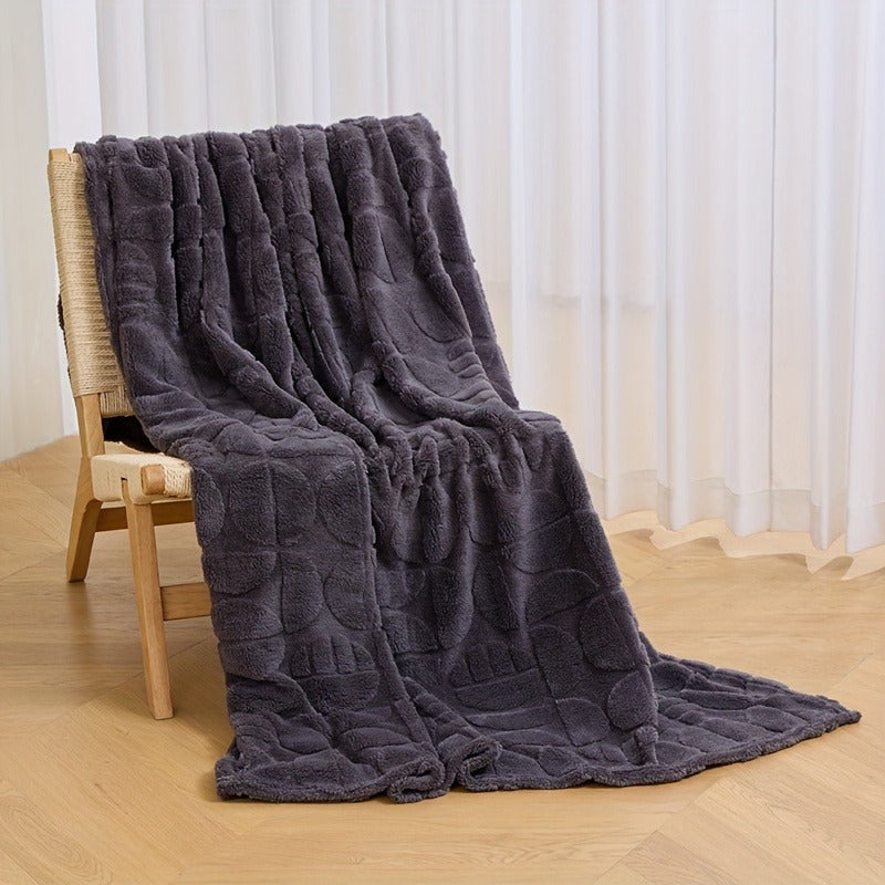 Throw Blanket 3D Geometric Pattern Fluffy Soft Warm Handmade Knit Blanket for Couch Sofa Bed Camping Picnic Travel – Lightweight Cozy Blanket