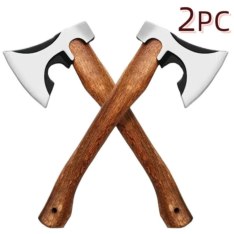 Splitting Axe Forged Carbon Steel 15.6-Inch with Handcrafted Wooden Grip, Professional Backyard Hatchet for Wood Chopping, Gardening and Camping — Single or 2-Pack