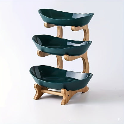 Fruit Stand 2/3-Tier Plastic Tiered Tray | Elegant Candy Display Snack Bread Bowl for Kitchen Living Room | Space-Saving Countertop Organizer Gift