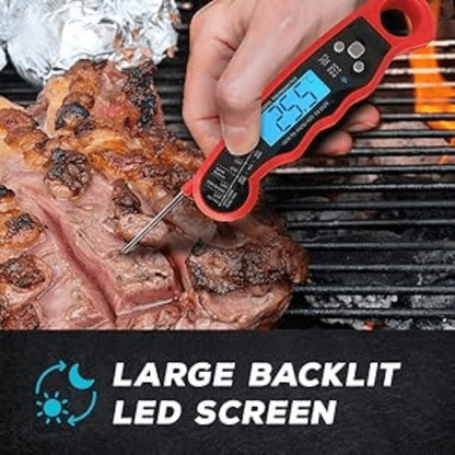 Meat Thermometer Instant Read - Digital Food Thermometer with Backlit Display for Cooking, BBQ, Grill & Oven, °C/°F Switch