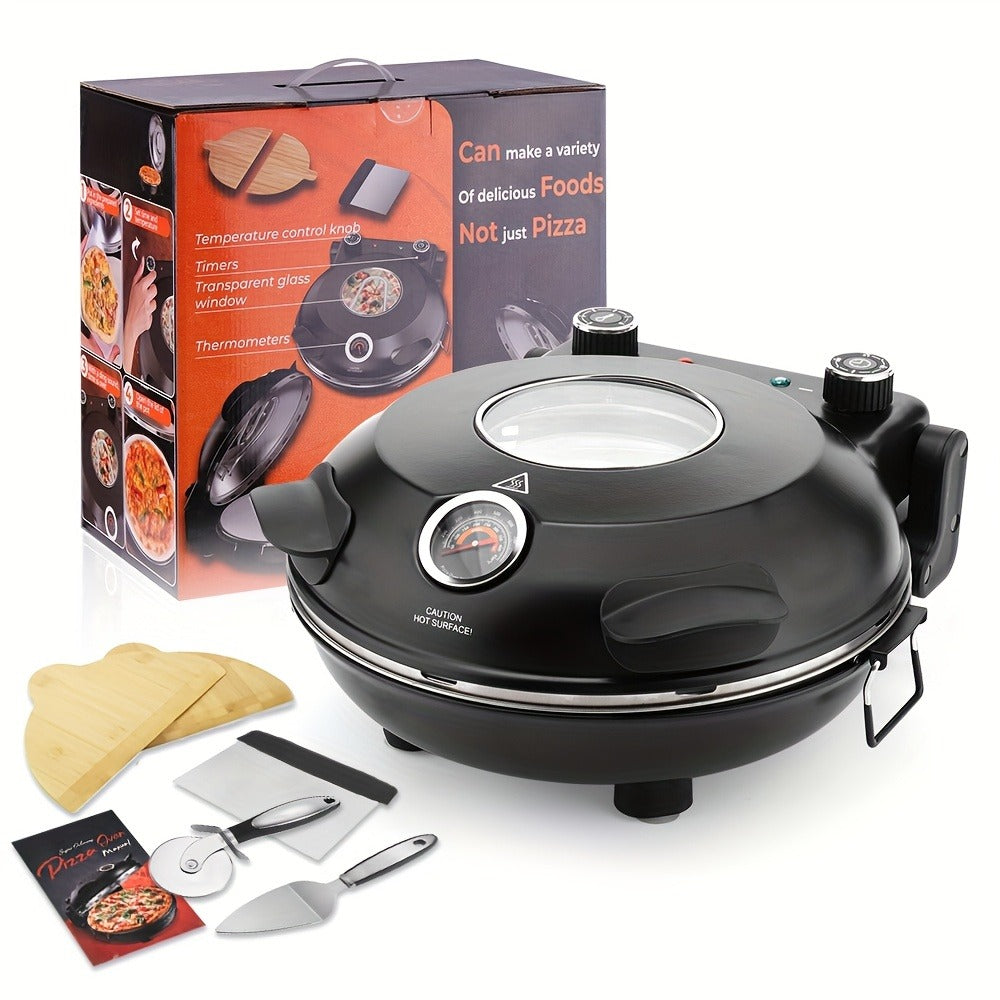 Pizza Oven Indoor 12-Inch Countertop – Heats Up to 800°F Electric Pizza Maker for Home | Fast Preheat, Crispy Crust, Indoor Pizza Grill Machine, Black