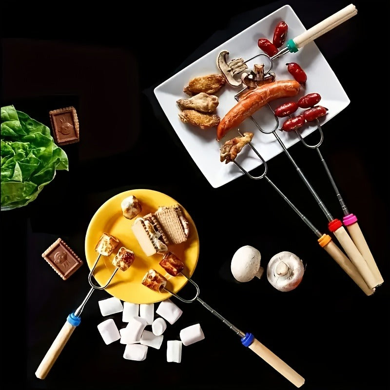 Marshmallow Roasting Sticks 12-Pack Extendable Stainless Steel + Bag