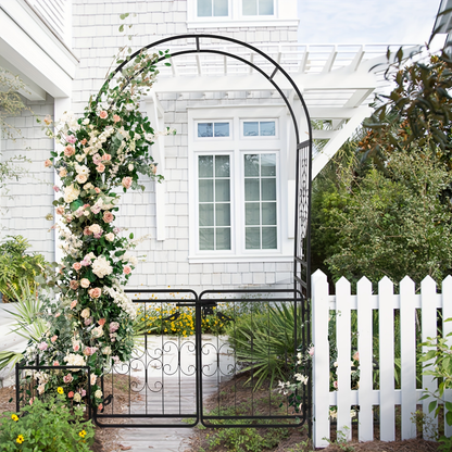 Wrought Iron Garden Arch 7ft Rustproof Rose Trellis Multi-Style