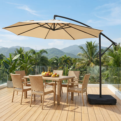 Cantilever Patio Umbrella 10 Ft Offset Hanging Outdoor Umbrella with Crank, Push Button Tilt & Cross Base, Market Umbrella for Patio Deck Pool Backyard, 8 Colors