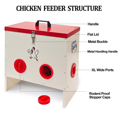 Gravity Chicken Feeder Stainless Steel 6 or 10 Port Rat-Proof