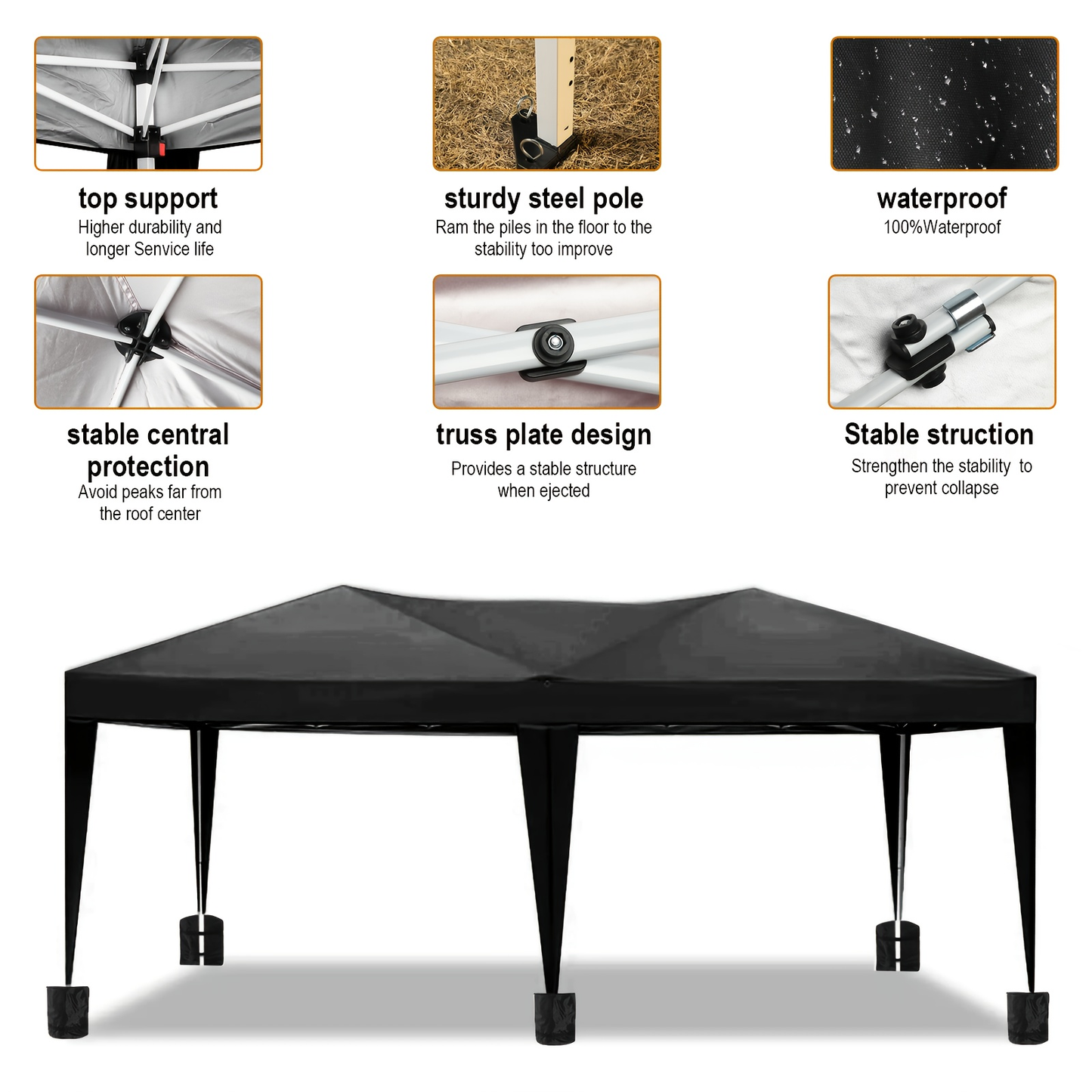 Party Tent 10x20ft 6 Sidewalls Heavy-Duty Commercial Waterproof Canopy
