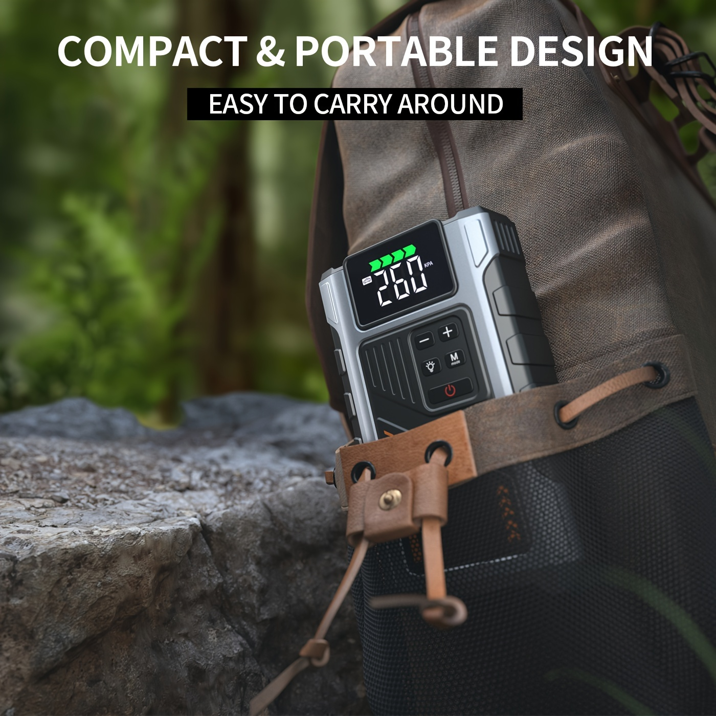 Jump Starter with Air Compressor 5000A Peak 150PSI Tire Inflator 5-in-1 Portable Car Battery Jump Pack for 8.0L Gas 6.5L Diesel Engine Digital Display Smart Cables 12V Power Bank