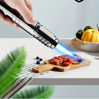 Blowtorch Jet Lighter 1800° Windproof, Zinc Alloy Butane Torch with Blue Flame for Welding, Outdoor Cooking, Camping & Cigar Lighting – Gift Box Included, Butane Not Included