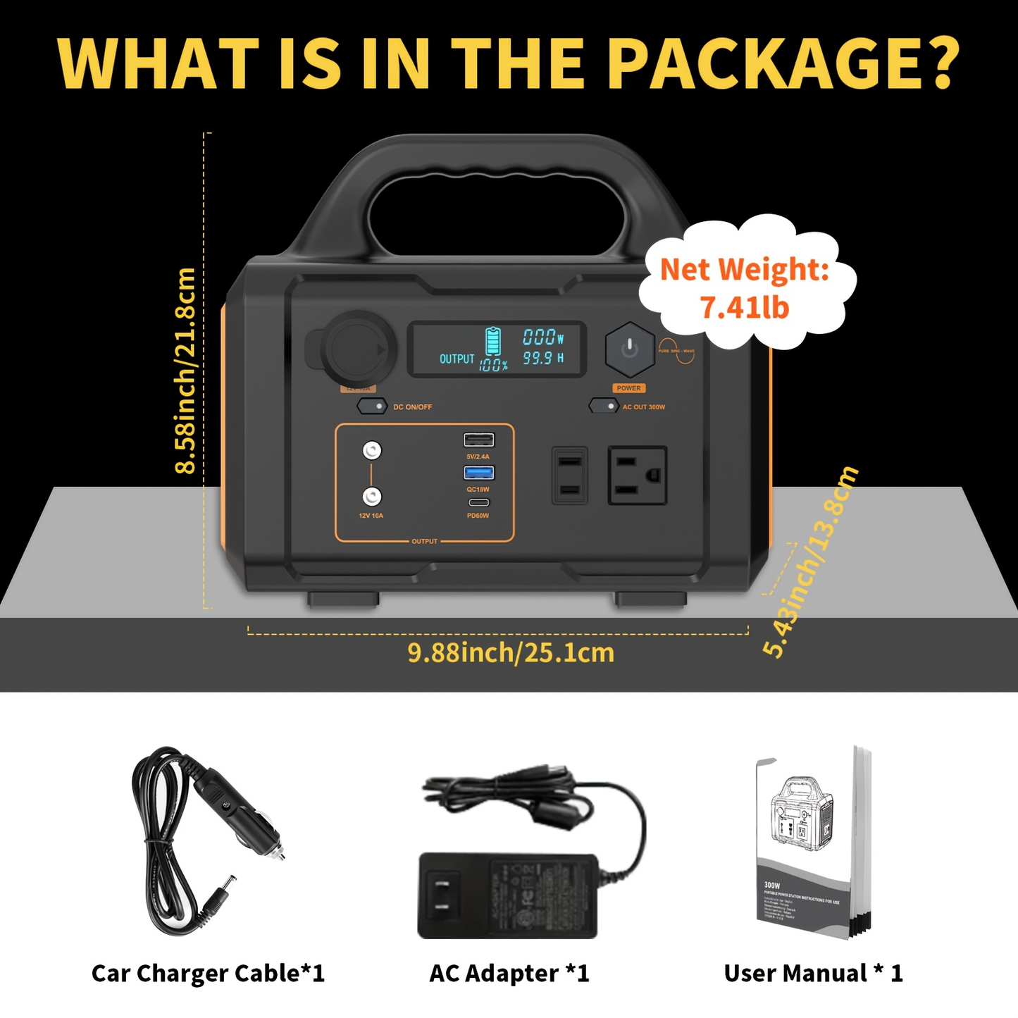 Solar Generator Portable Power Station 293Wh/1075Wh – 300W/1000W AC Outlet, 2 DC Ports, 3 USB Ports, Battery Backup for Camping, Outdoor Trips & Emergencies