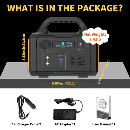Solar Generator Portable Power Station 293Wh/1075Wh – 300W/1000W AC Outlet, 2 DC Ports, 3 USB Ports, Battery Backup for Camping, Outdoor Trips & Emergencies