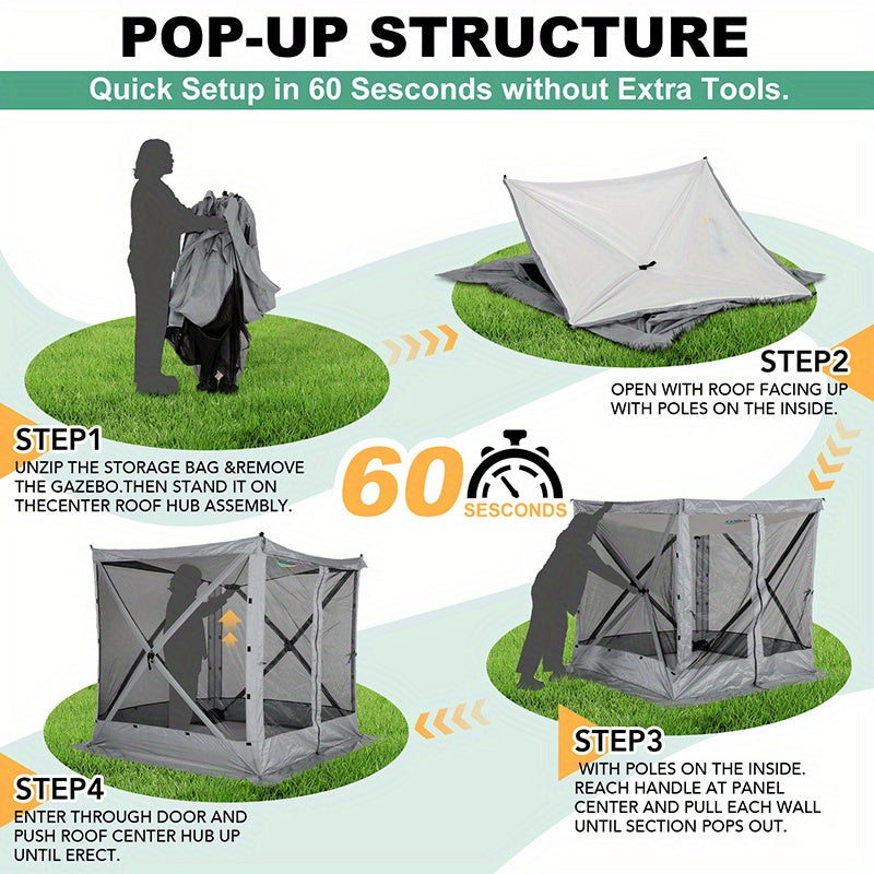 Pop Up Gazebo 8x8ft Mesh Screen Tent Portable Camping Garden Picnic