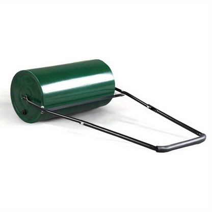 Lawn Roller 24" Heavy Duty Steel Fillable with Water or Sand, Push-Pull Dual Operation, Ergonomic U-Handle & Foam Grip for Leveling Seeding Compacting Yard Garden