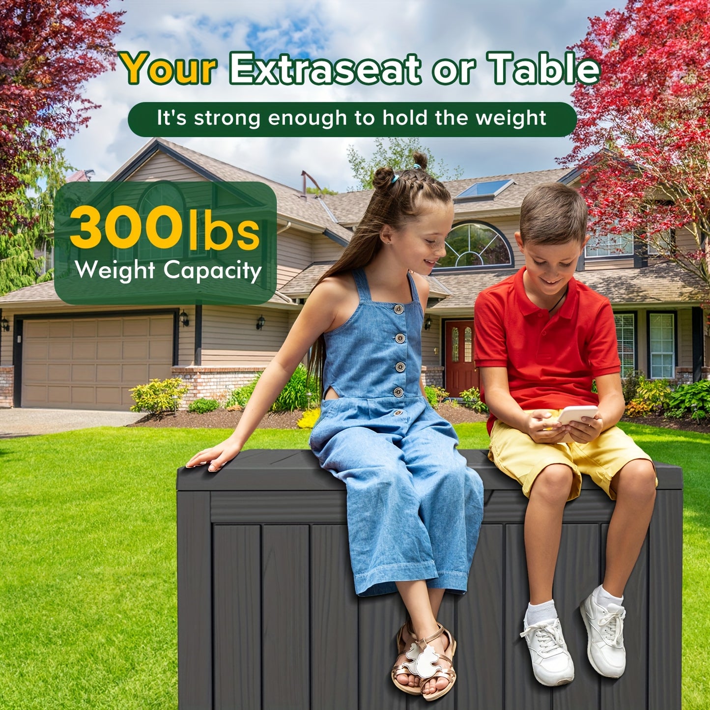 Outdoor Storage Box Lockable Weatherproof | Deck Patio Garden Bench