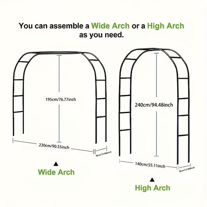Metal Garden Arch Heavy-Duty Steel Frame Adjustable Climbing Plant Trellis
