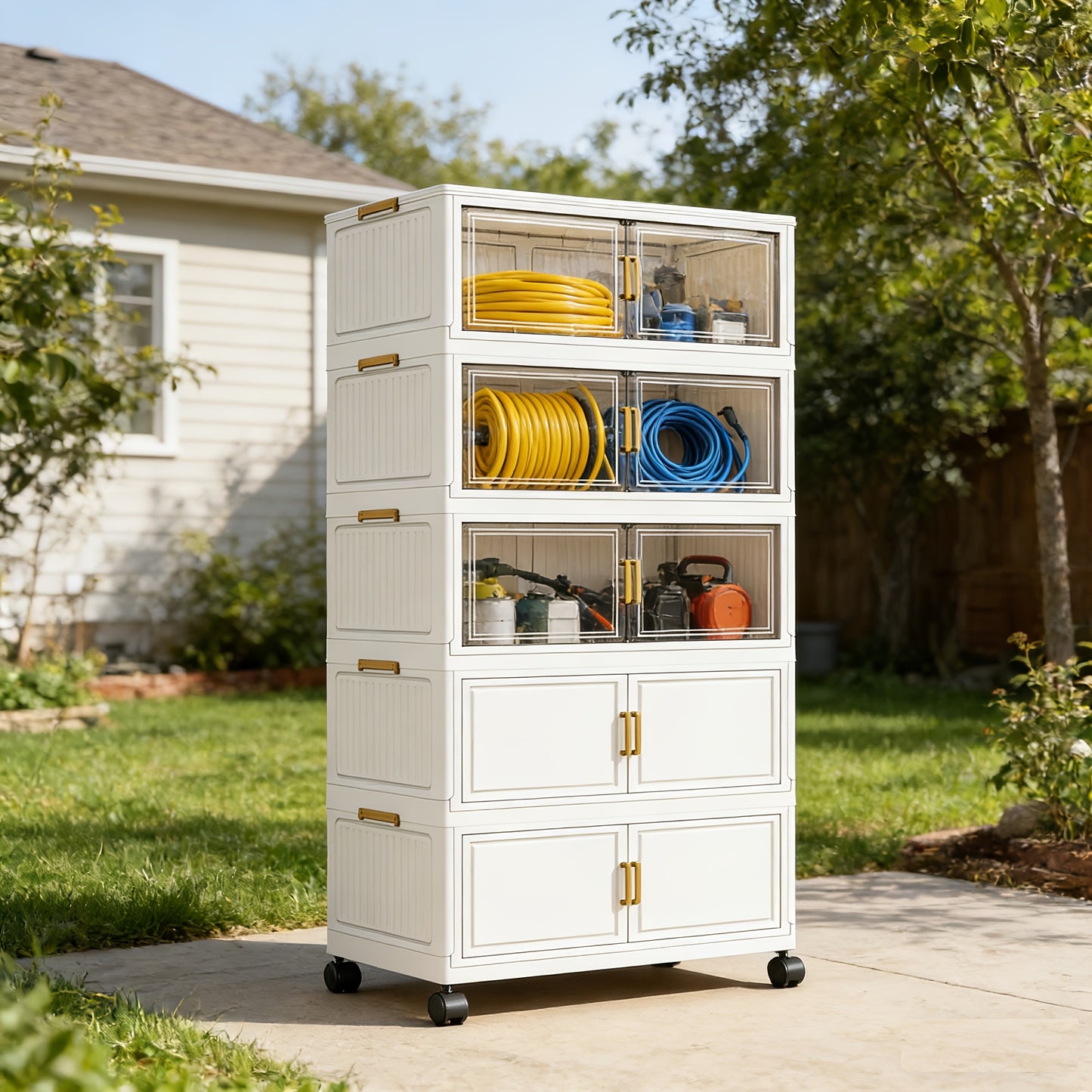 Foldable Outdoor Storage Cabinet Rack 4-5 Tier Garden Organizer