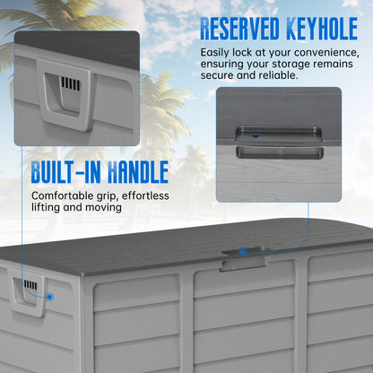 Outdoor Storage Box Resin with Handles | Deck Patio Pool Garden Home