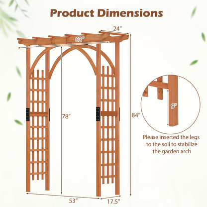 Cedar Wood Arbor 84" Double Lattice Garden Arch Pergola Trellis