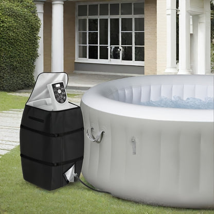 Hot Tub Pump Cover Insulated | Spa Heater Protector Outdoor Black