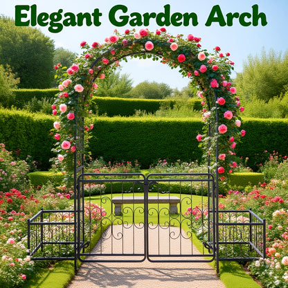 Wrought Iron Garden Arch 7ft Rustproof Rose Trellis Multi-Style