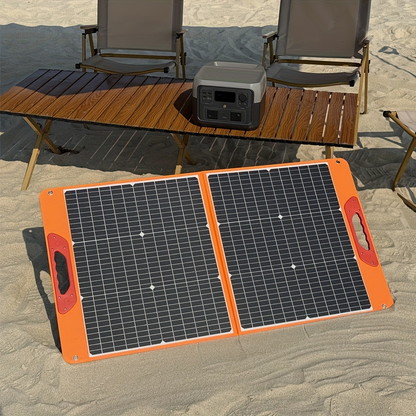 Foldable Solar Panel 200W 23.5% High Efficiency 20V Portable with 2 Brackets Solar Cable for Camping RV Power Station Off-Grid Emergency Power Outage