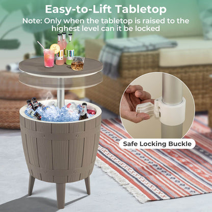 Outdoor Cooler Bar Table 3-in-1 | 10 Gal Ice Bucket, Coffee Table & Serving Station | All-Weather PP, Removable Legs, 110 LB Capacity