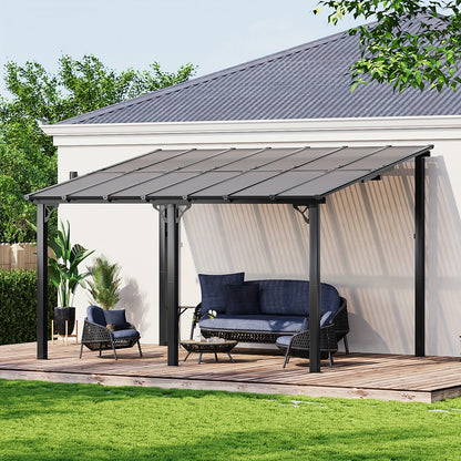 Lean-To Pergola Wall-Mounted Aluminum Louvered Roof Patio Awning