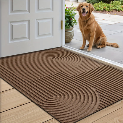 Non-Slip Door Mat Geometric Entryway Rug Indoor Outdoor Low Profile Floor Mat for Front Door Patio Home Decor