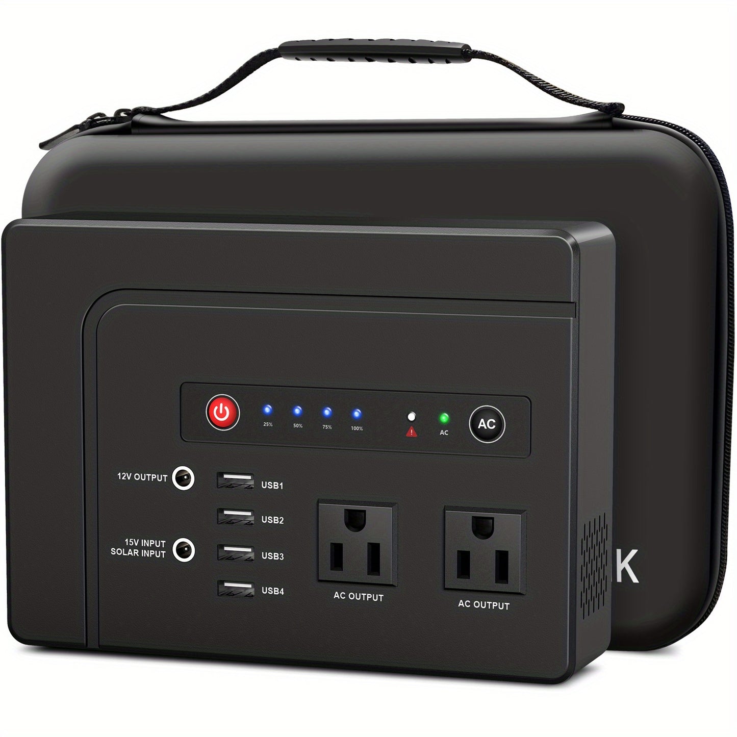 Solar Generator 146Wh 200W Portable Power Station - 39600mAh, 2×AC 110V Outlets, DC Port, 4 USB Ports, Hard Carrying Case, Solar Charging for CPAP, Camping, RV, Road Trip, Home Emergency