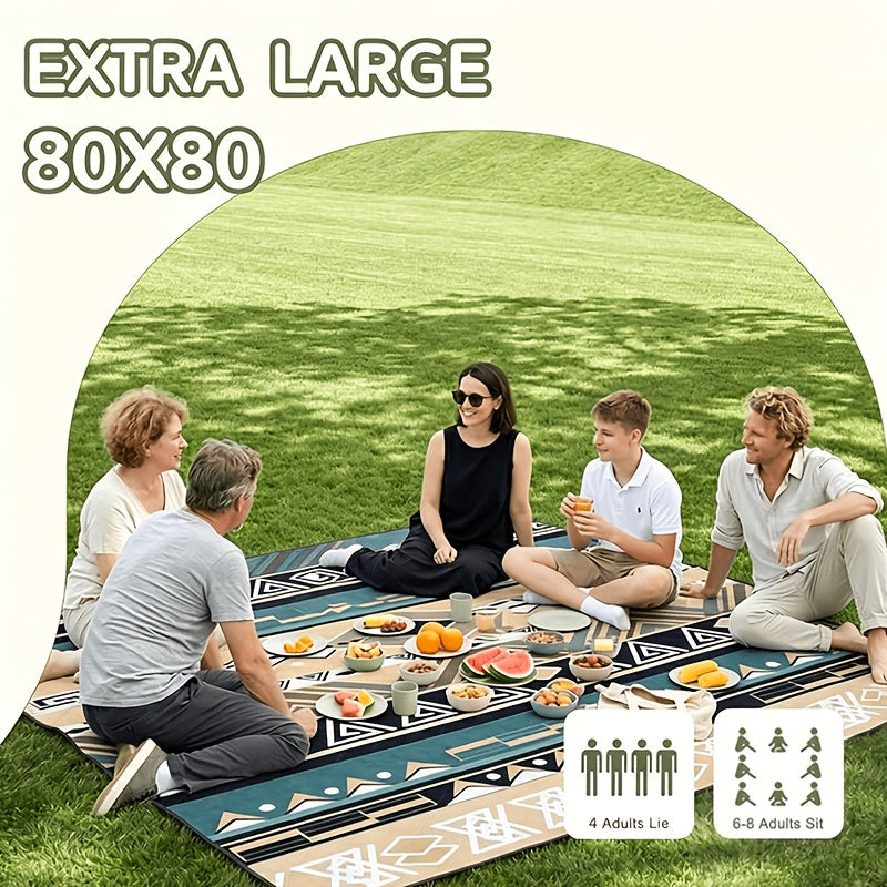 Sandproof Beach Blanket Oversized for 6-8 People Quick Dry Tear-Resistant Foldable Thick Mat for Picnic Camping Yoga Travel – Portable with Straps & Handle