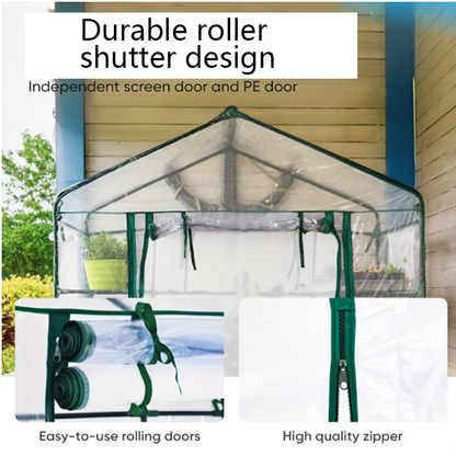 Portable Greenhouse 4.7x4.7x6.4ft with 14 Shelves, Heavy Duty PE Cover Walk-In Garden Greenhouse for Outdoors & Indoors, Clear