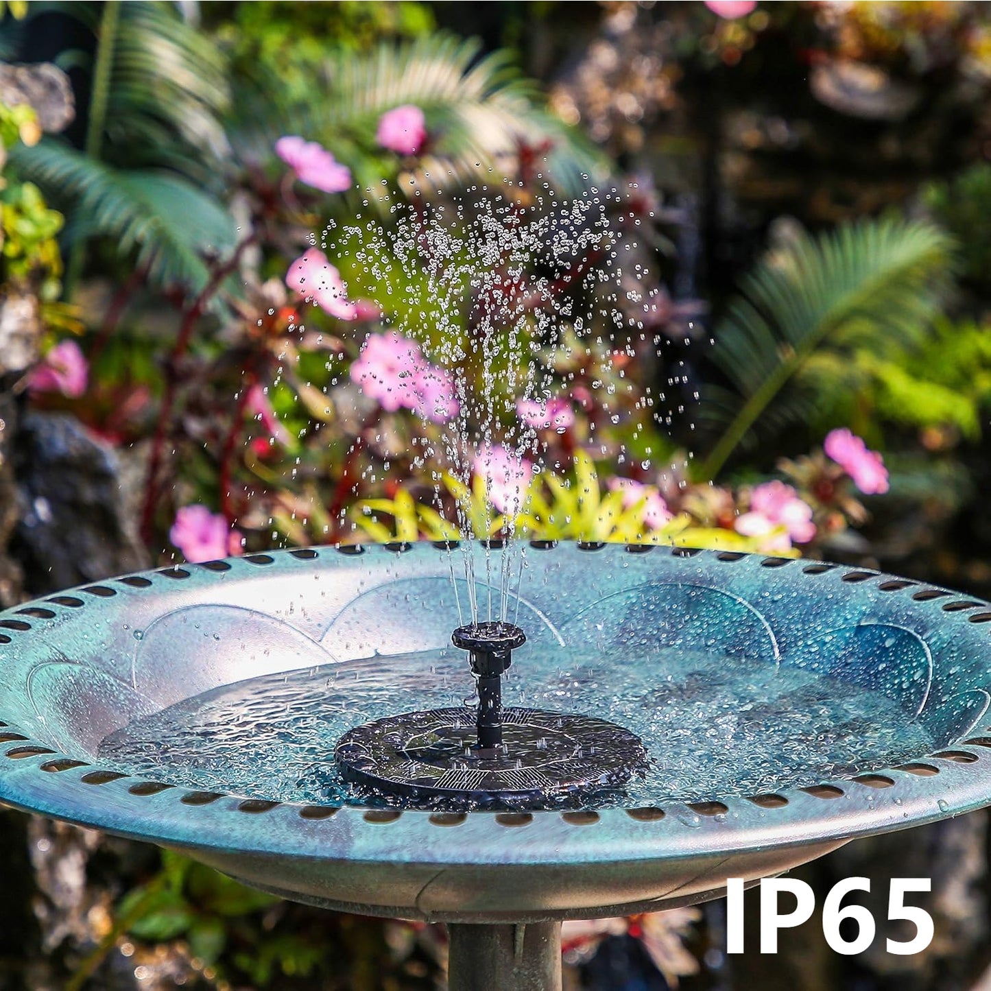 Floating Fountain Pump Solar IP65 with Replacement Nozzles Black