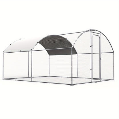 Walk-in Chicken Pen Large Metal Outdoor Poultry Enclosure Waterproof UV-Resistant Cover Heavy-Duty Yard Cage for Chickens Ducks Rabbits 3 Sizes Available