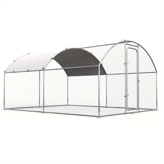 Walk-in Chicken Pen Large Metal Outdoor Poultry Enclosure Waterproof UV-Resistant Cover Heavy-Duty Yard Cage for Chickens Ducks Rabbits 3 Sizes Available