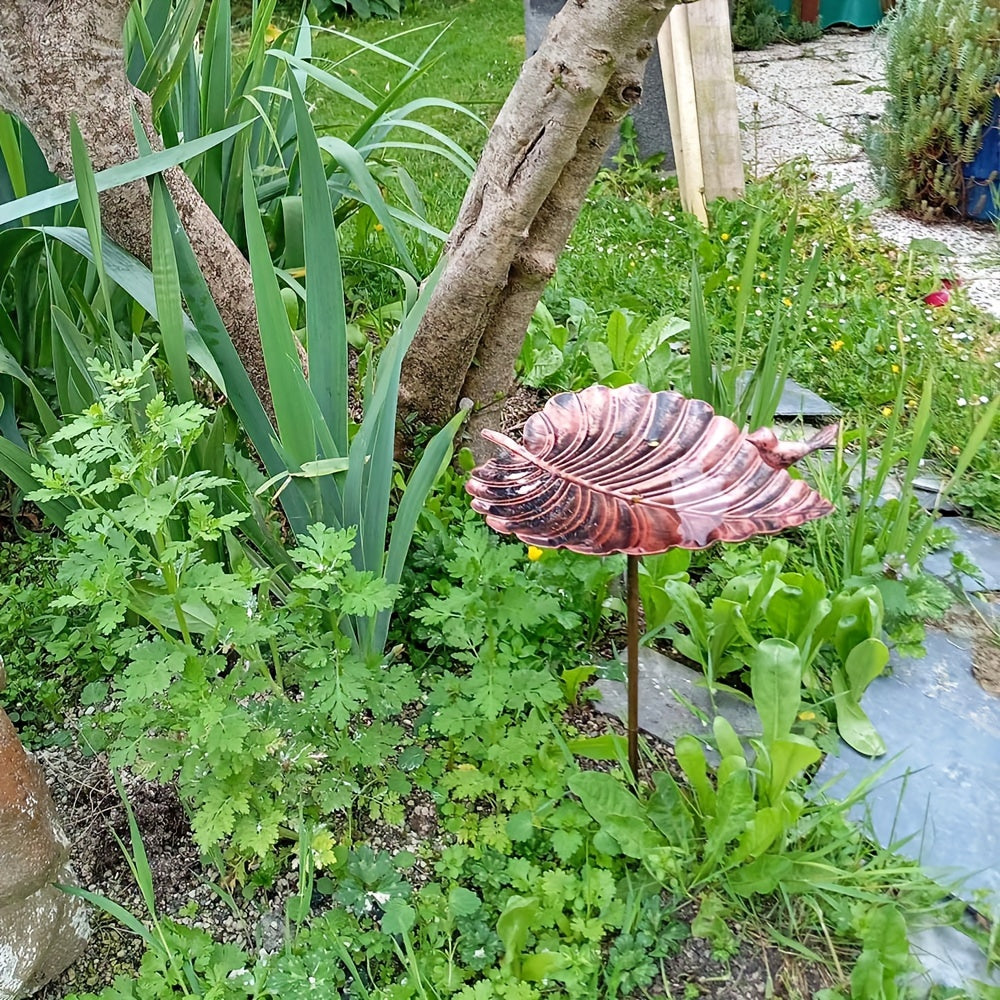 Bird Bath | Cast Iron Leaf Garden Stake Rust Resistant Lawn Patio Gift