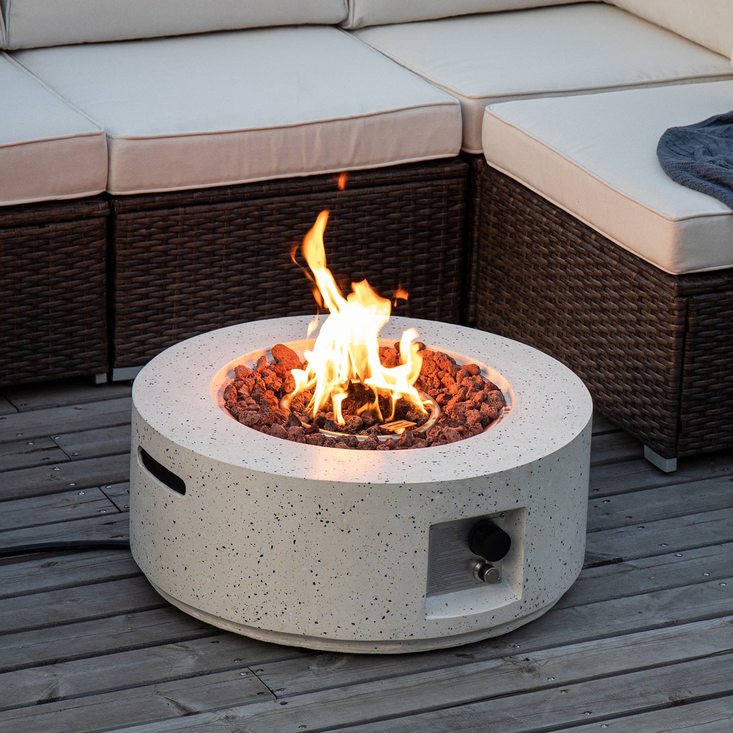 28" Outdoor Fire Pit Set with Rain Cover & Wind Guard – Terrazzo Colorful Metal Patio Heater for Garden, Deck & Backyard | Includes Lighter | Durable Metal Construction
