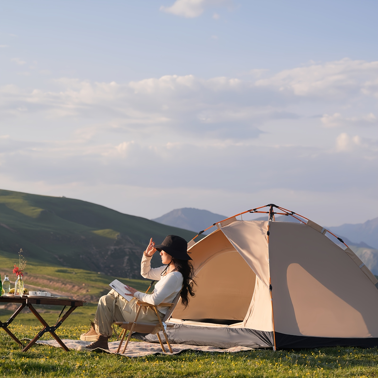 Outdoor Camping Tent 4 Person Automatic Pop Up Sun Protection Fishing
