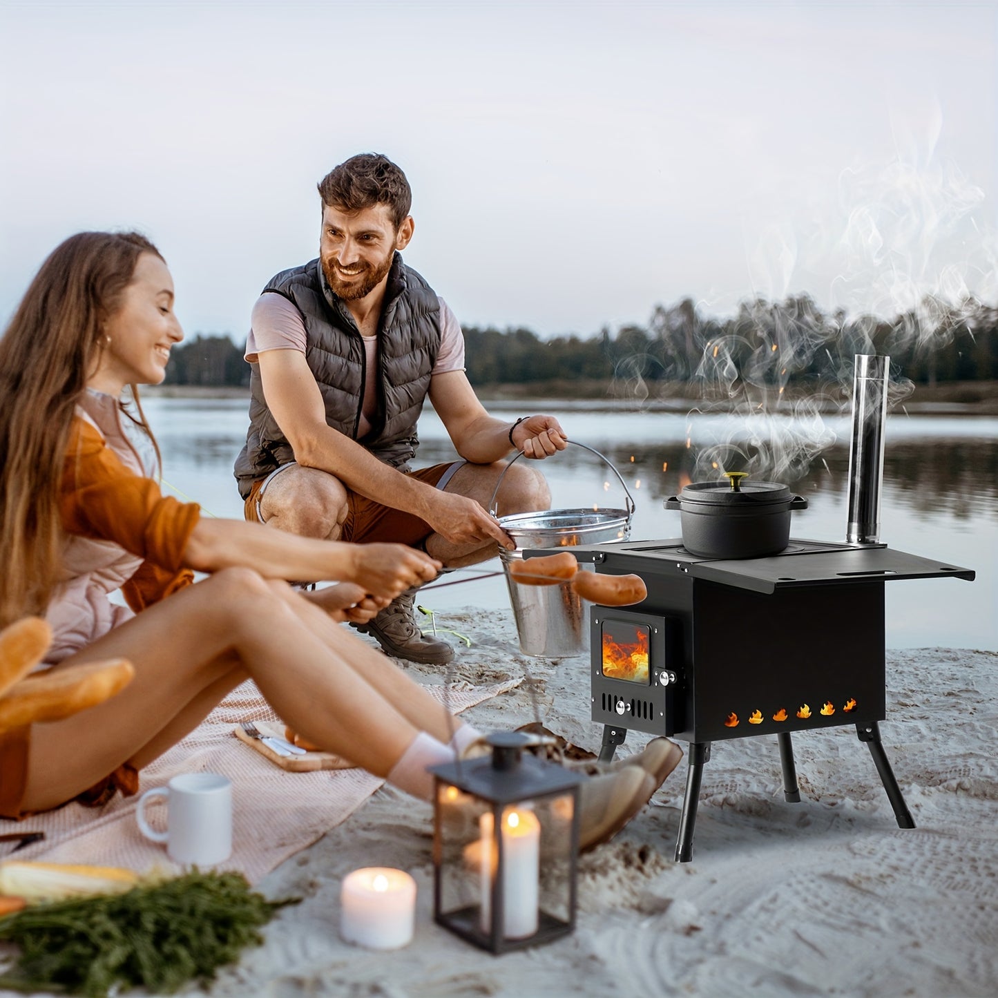 Tent Wood Stove Portable | Camping Heating Cooking Hot Tent Winter