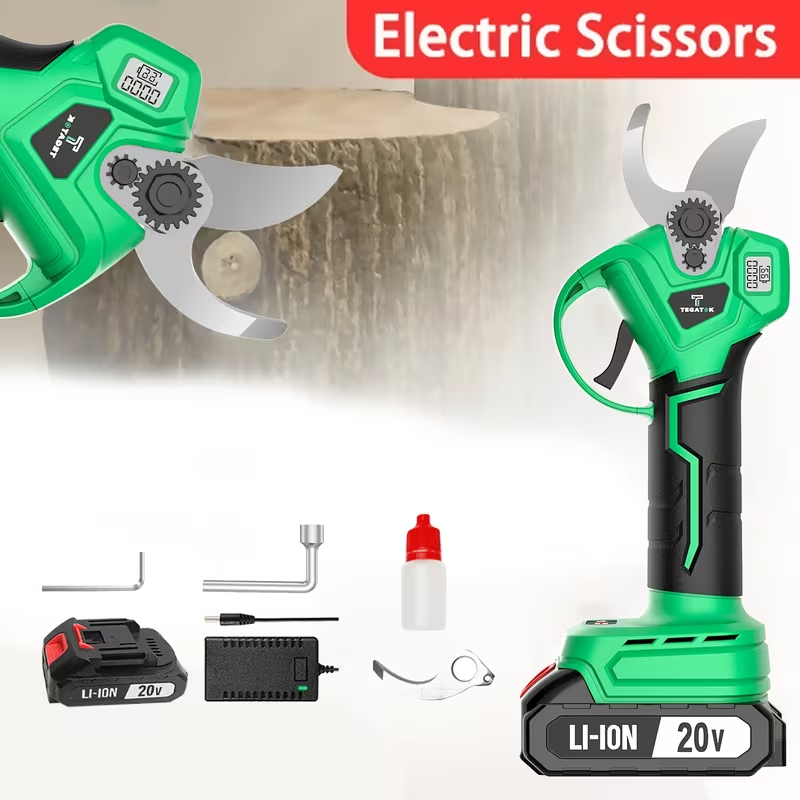 20V Cordless Pruning Shears Upgraded Electric Tree Pruner with Display Screen, Replaceable Blade, 1 or 2 Batteries & Storage Bag for Branch Cutting & Garden Pruning