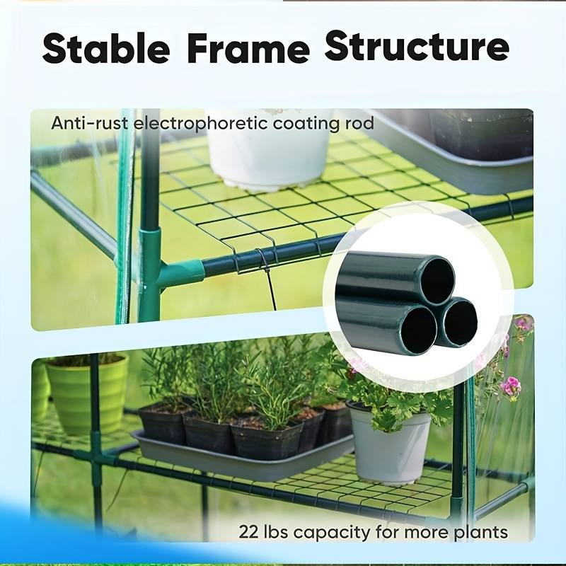 Portable Greenhouse 4.7x4.7x6.4ft with 14 Shelves, Heavy Duty PE Cover Walk-In Garden Greenhouse for Outdoors & Indoors, Clear
