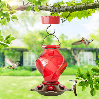 Hummingbird Feeder | Glass Spiral 5 Station Hanging Garden Yard Decor
