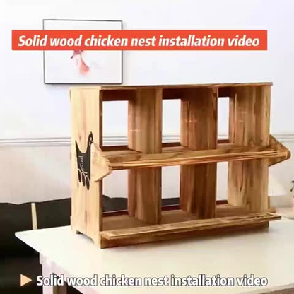 Chicken Nesting Box 6 Compartment Wooden Hen House with Perches - Floor Stand & Wall Mount Options, Durable Poultry Nesting Box for Small & Medium Chickens