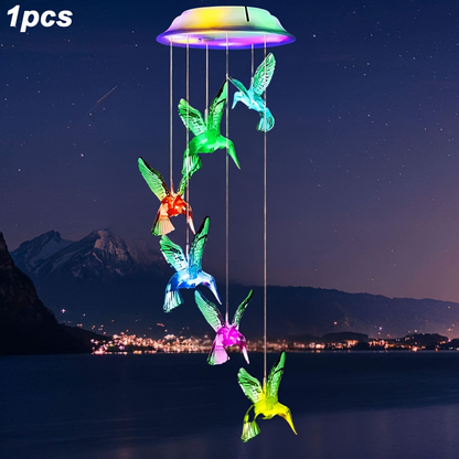 Solar Hummingbird Butterfly Pendant Light 6 LED Color