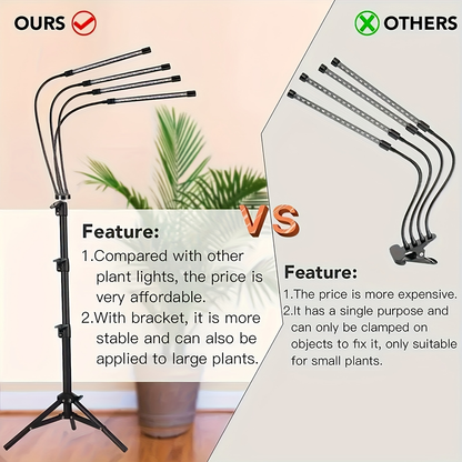 Tripod Grow Light Stand 4/5/6 Head Full Spectrum USB | Adjustable Tripod Stand Auto On/Off Timer | Indoor Plant Growth Lamp Floor Standing Flexible