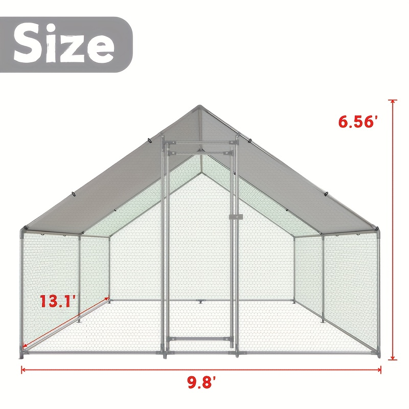 Walk-in Chicken Coop Large Heavy-Duty Metal Poultry Pen with Waterproof UV-Proof Roof Cover - Outdoor Backyard Farm Enclosure for Chickens Ducks Geese Rabbits, Multiple Sizes